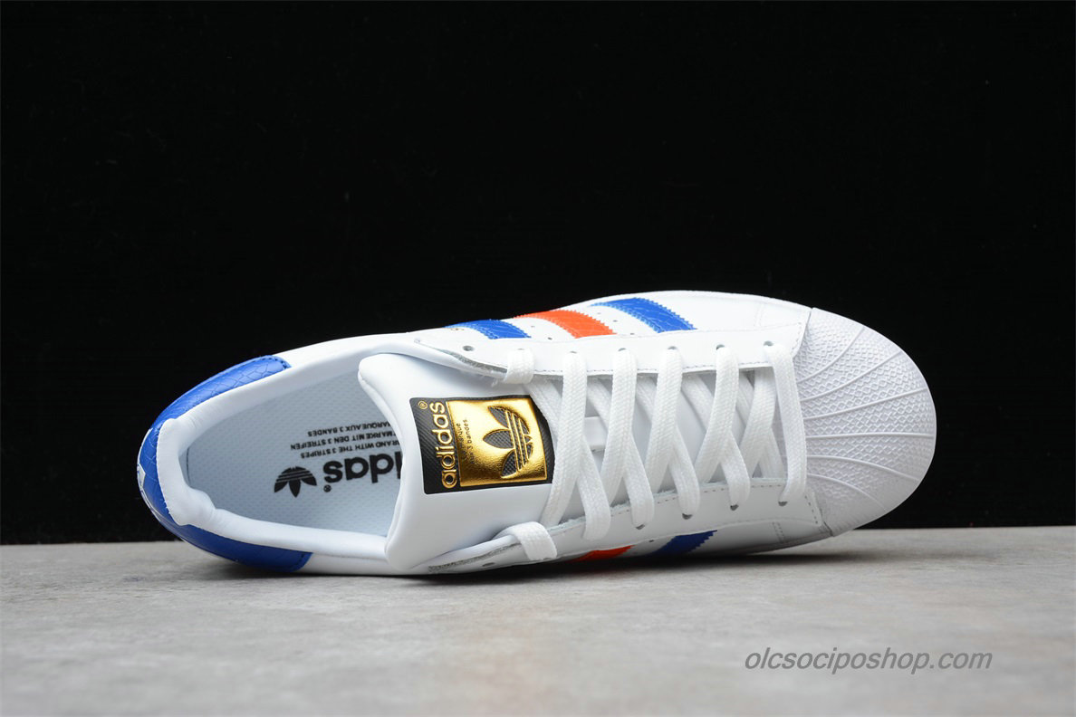 Adidas Superstar Fehér/Kék/Narancs Cipők (B34310) - Kattintásra bezárul