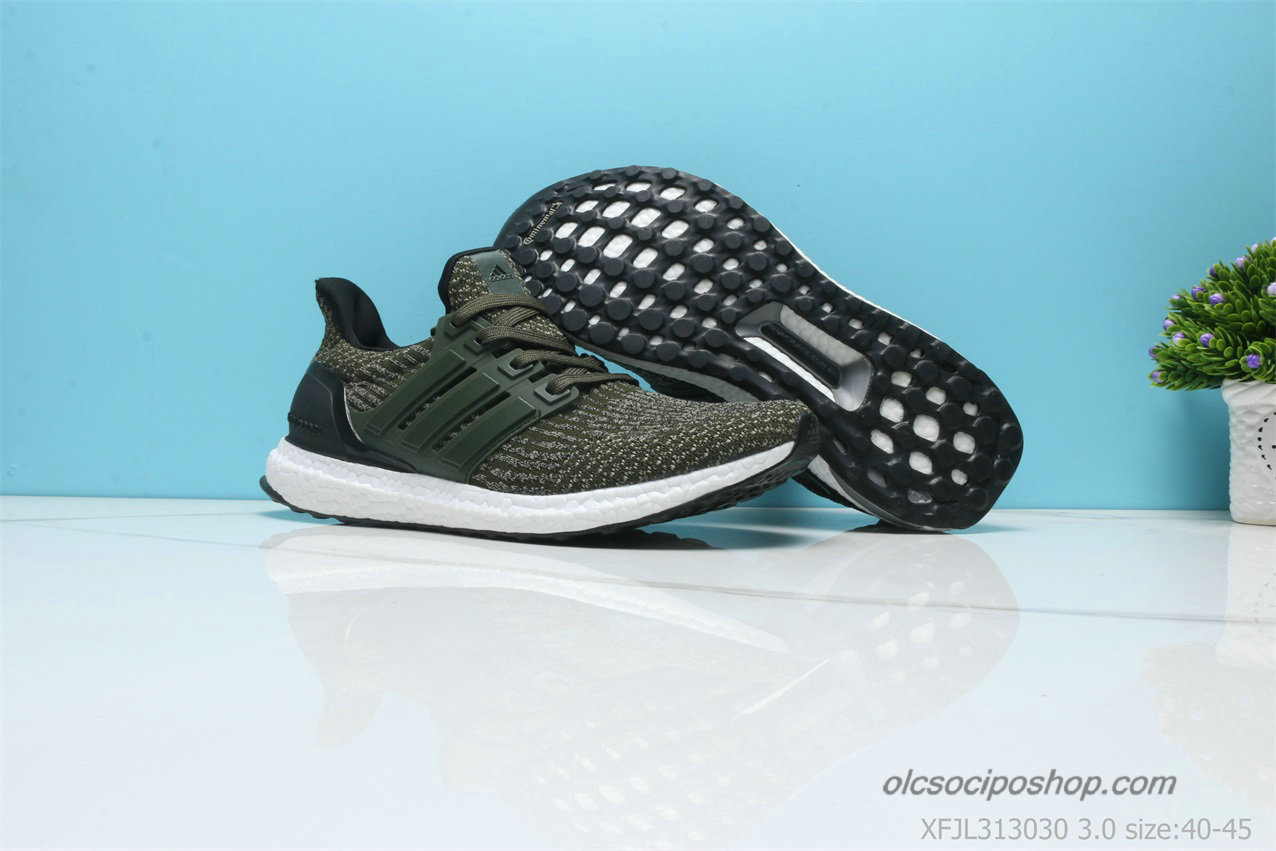 Férfi Adidas Ultra Boost 3.0 Olajbogyó/Fekete/Fehér Cipők - Kattintásra bezárul