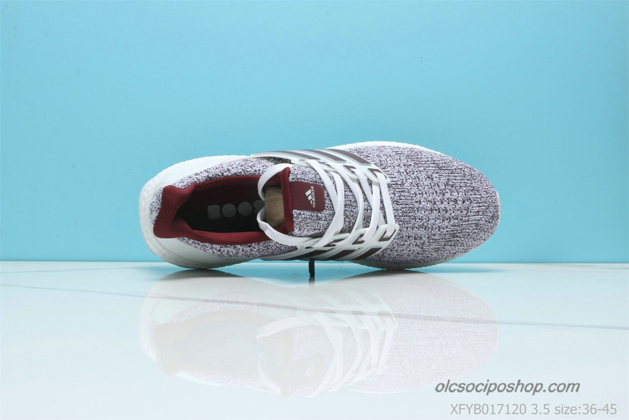 Férfi Adidas Ultra Boost 4.0 Szürke/Bordeaux/Fehér Cipők - Kattintásra bezárul