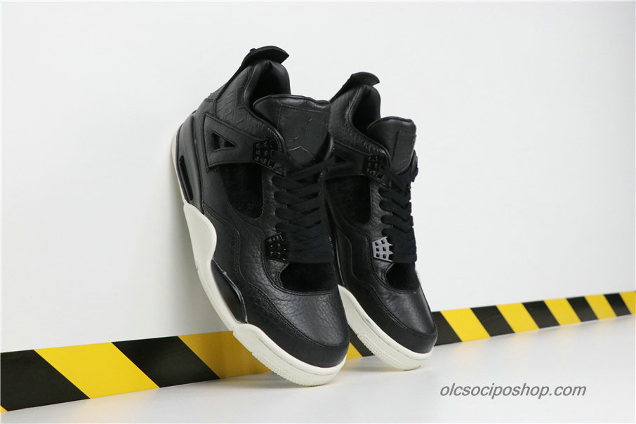 Férfi Air Jordan 4 Retro Premium AJ4 Fekete/Piszkosfehér Cipők (819139-010) - Kattintásra bezárul