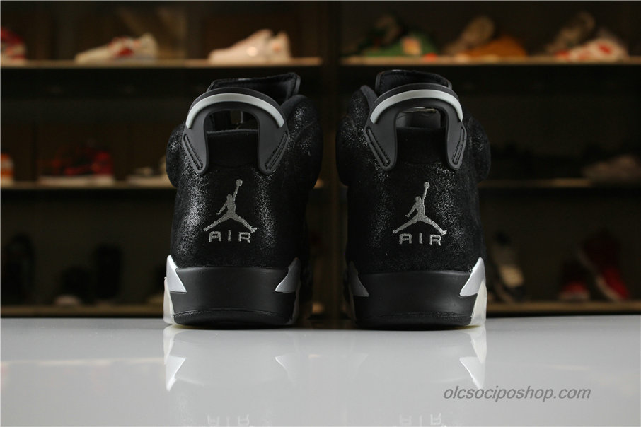 Férfi Air Jordan 6 DIY Personal Tailor Fekete/Ezüst Cipők (AQ707-105) - Kattintásra bezárul
