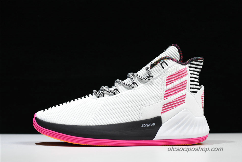 Férfi Adidas D Rose 9 Fehér/Rózsaszín/Fekete Cipők (BB7658) - Kattintásra bezárul