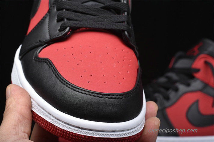 Air Jordan 1 Retro MID AJ1 Fekete/Piros/Fehér Cipők (554724-610) - Kattintásra bezárul