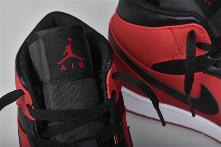 Air Jordan 1 Retro MID AJ1 Fekete/Piros/Fehér Cipők (554724-610) - Kattintásra bezárul