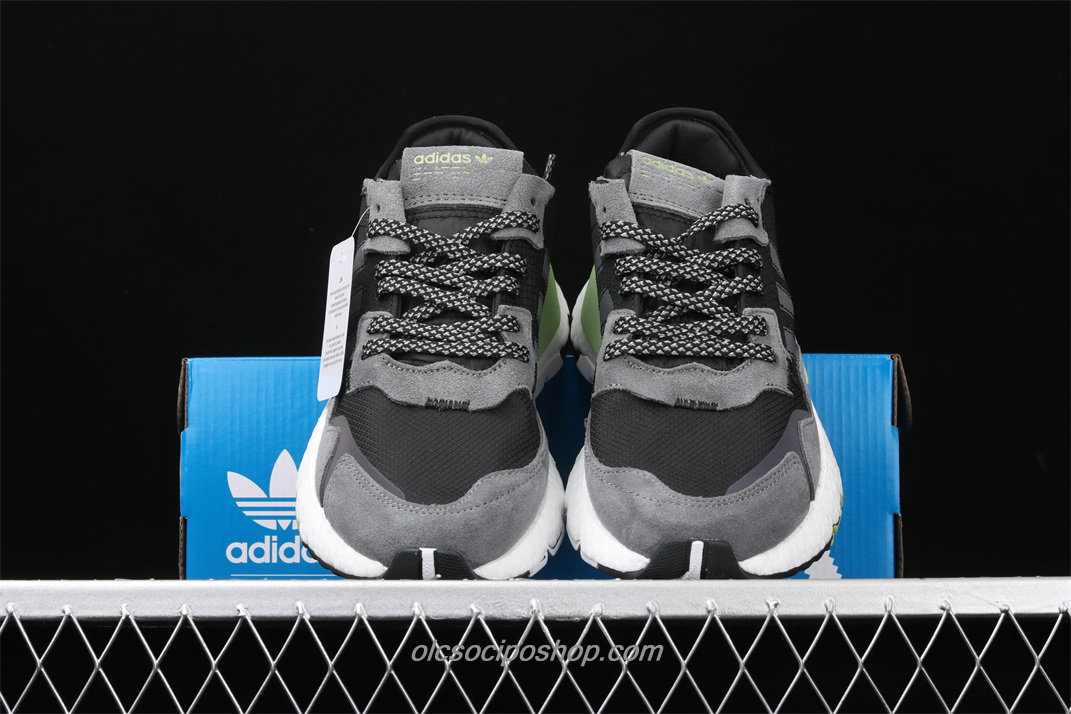 Adidas Nite Jogger 2019 Boost Fekete/Szürke/Zöld Cipők (FV3871) - Kattintásra bezárul