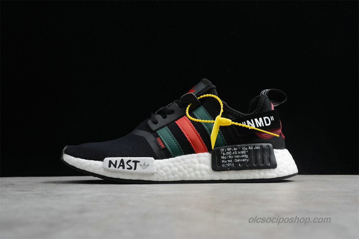 NAST Off-White x Adidas NMD Fekete/Zöld/Piros/Fehér Cipők (DA8861) - Kattintásra bezárul