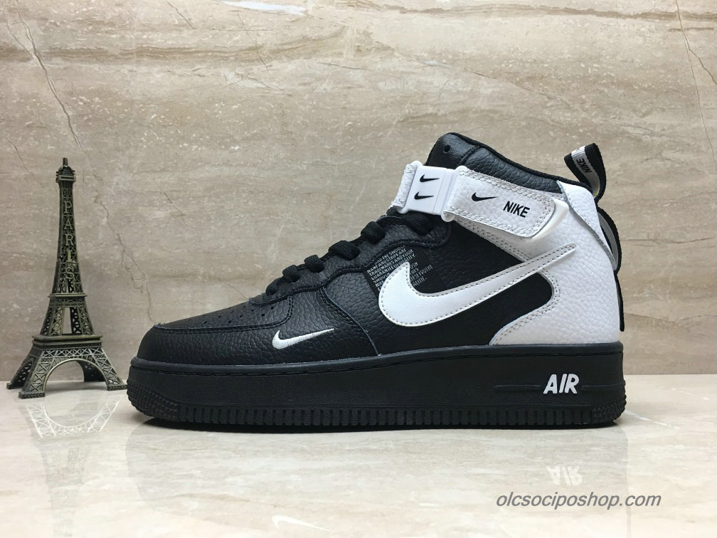 Nike Air Force 1 Mid Fekete/Fehér Cipők (804609-101) - Kattintásra bezárul