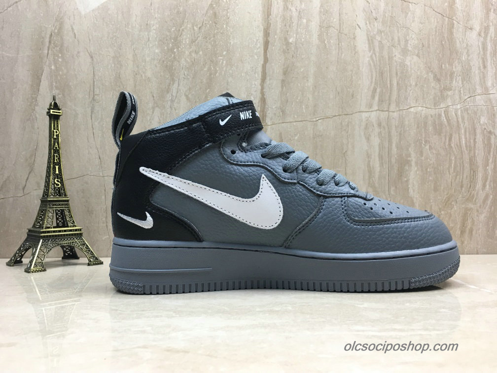 Nike Air Force 1 Mid Sötétszürke/Fekete/Fehér Cipők (804609-105) - Kattintásra bezárul