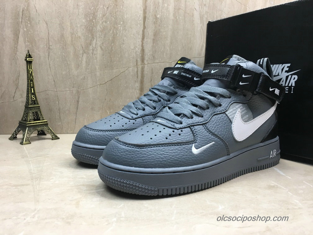 Nike Air Force 1 Mid Sötétszürke/Fekete/Fehér Cipők (804609-105) - Kattintásra bezárul