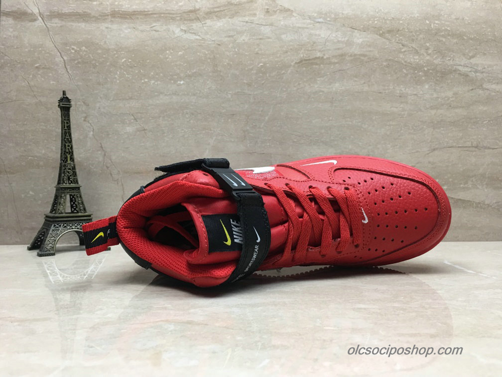 Nike Air Force 1 Mid Piros/Fehér/Fekete Cipők (804609-205) - Kattintásra bezárul