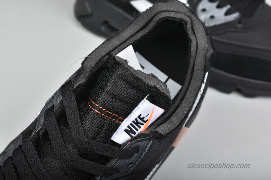 Férfi Off-White Nike Air Max 90 Fekete/Fehér Cipők - Kattintásra bezárul