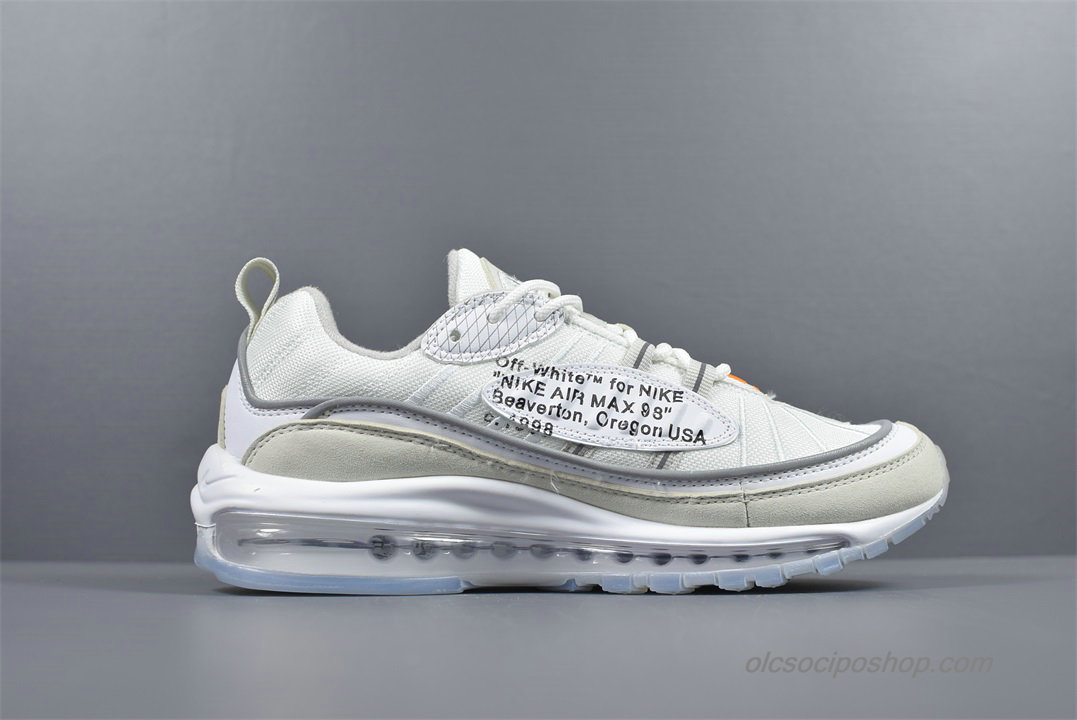 Off-White x Nike Air Max 98 Fehér/Világos szürke Cipők (640744-100) - Kattintásra bezárul