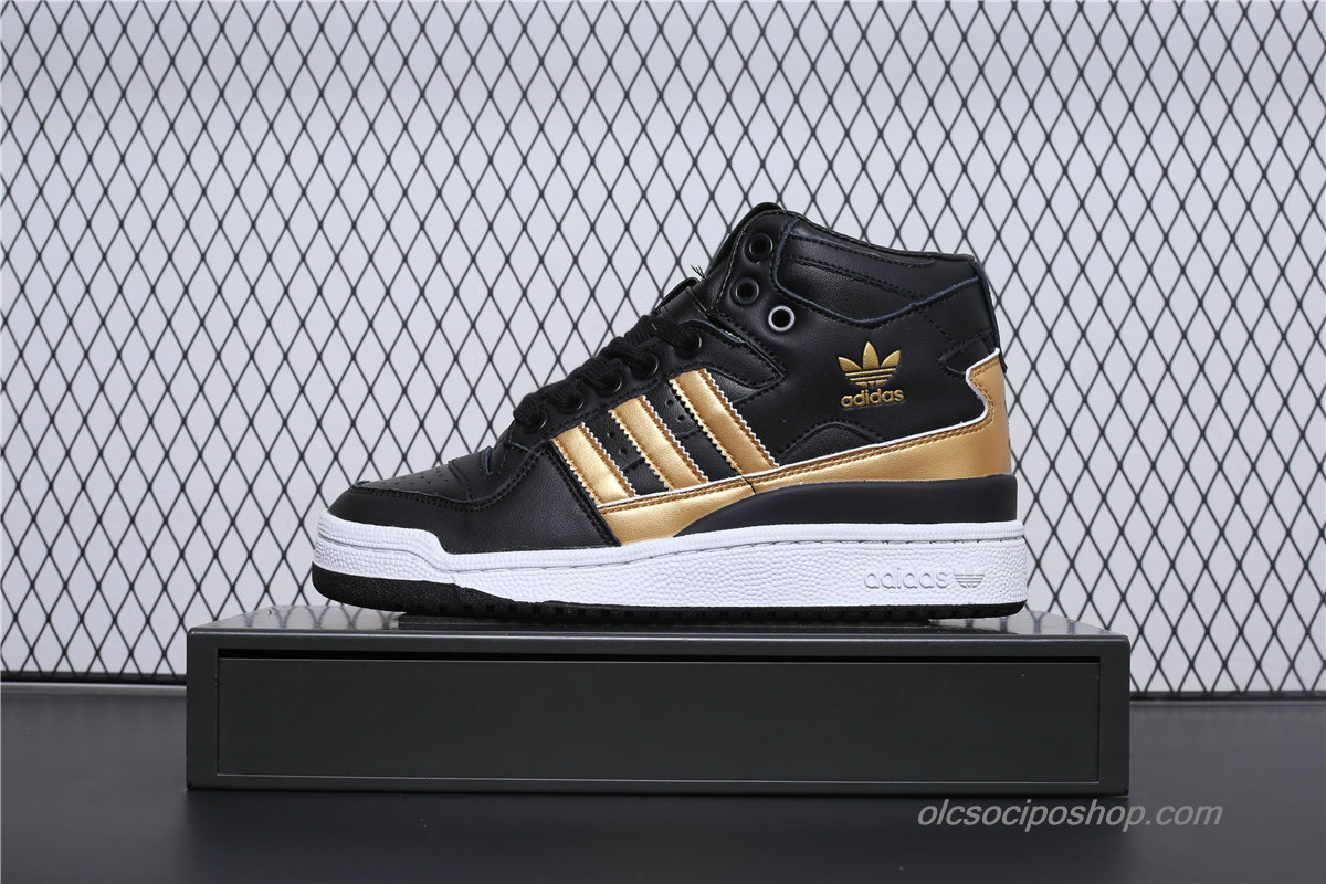 Női Adidas Forum Mid Fekete/Arany/Fehér Cipők (D98179)