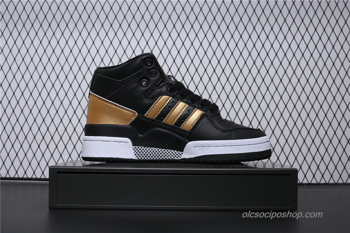 Női Adidas Forum Mid Fekete/Arany/Fehér Cipők (D98179)