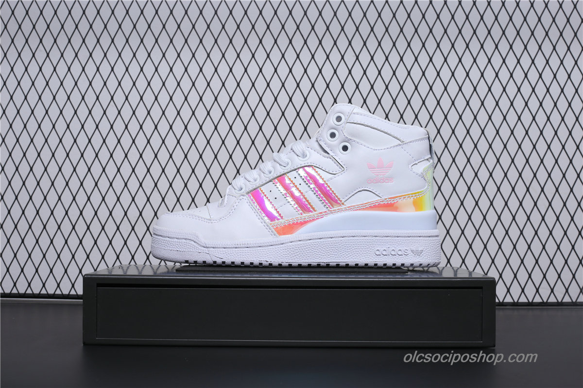 Női Adidas Forum Mid Fehér/Rózsaszín Cipők (D98180)