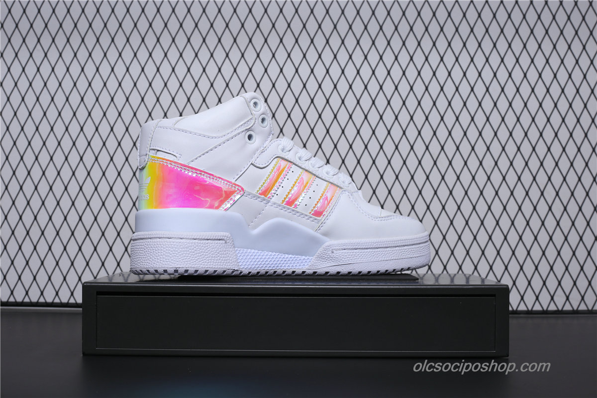 Női Adidas Forum Mid Fehér/Rózsaszín Cipők (D98180)