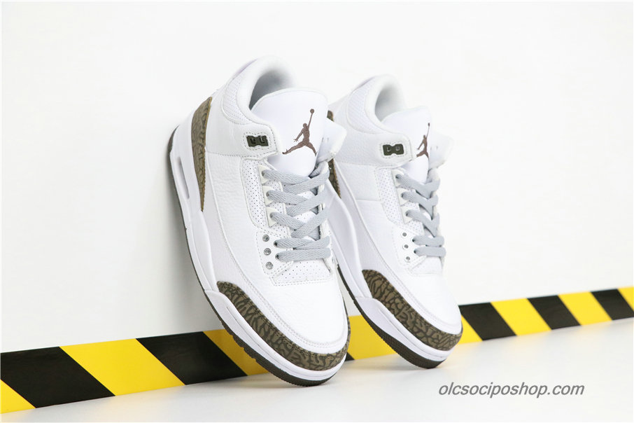 Férfi Air Jordan 3 Retro Mocha AJ3 Fehér/Szürke Cipők (136064-122)