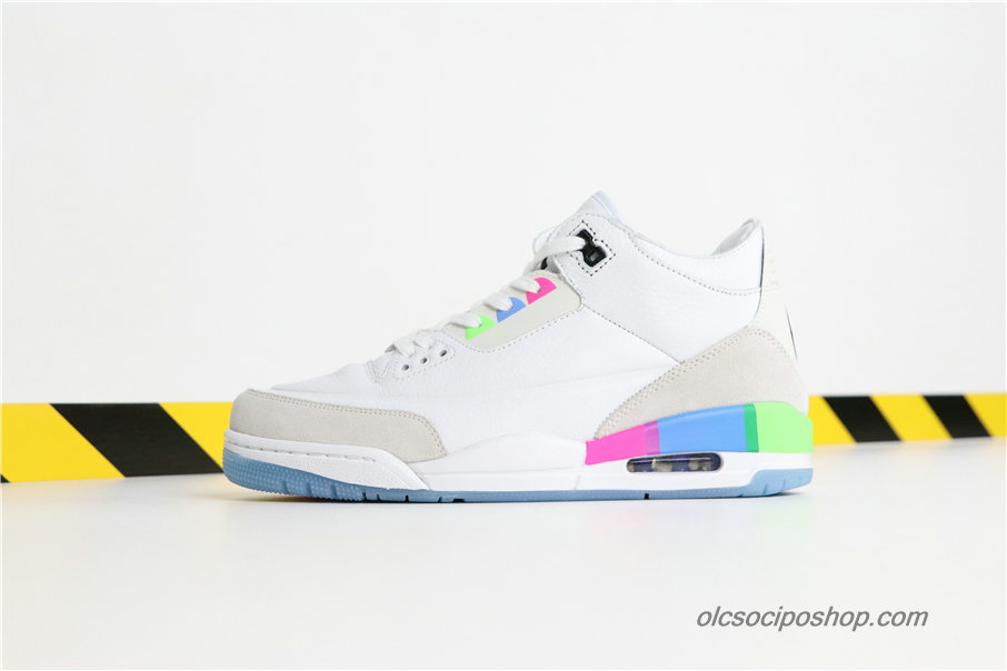 Férfi Air Jordan 3 Retro SE Quai 54 AJ3 Fehér/Homok/Rózsaszín/Kék Cipők (AT9195-111)