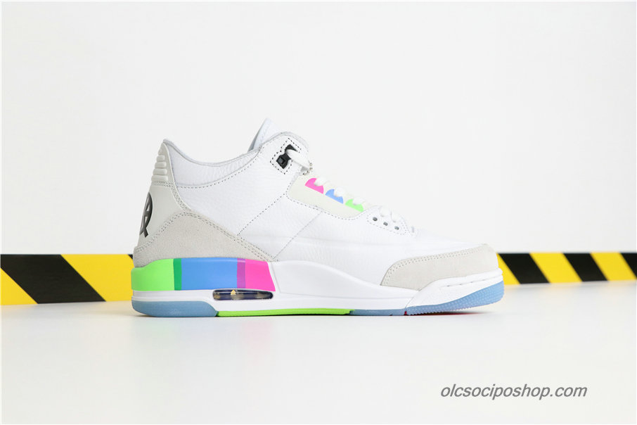 Férfi Air Jordan 3 Retro SE Quai 54 AJ3 Fehér/Homok/Rózsaszín/Kék Cipők (AT9195-111)