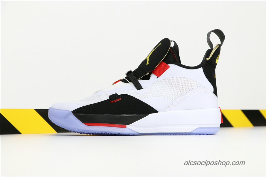 Férfi Air Jordan 33 Retro AJ33 Fehér/Fekete/Sárga Cipők (BV5072-010)