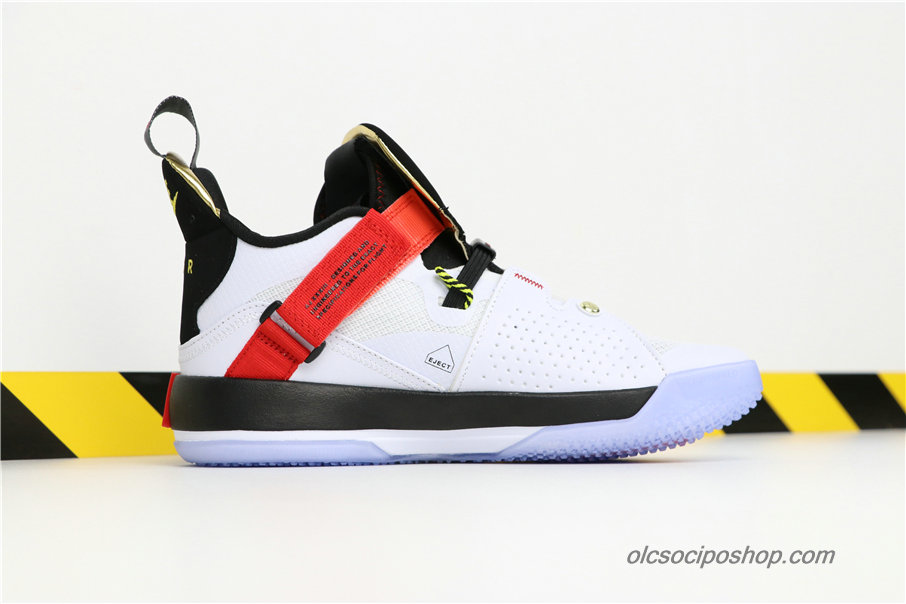 Férfi Air Jordan 33 Retro AJ33 Fehér/Fekete/Sárga Cipők (BV5072-010)