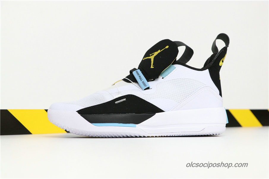 Férfi Air Jordan 33 Retro AJ33 Fehér/Fekete/Arany Cipők (BV5072-141)