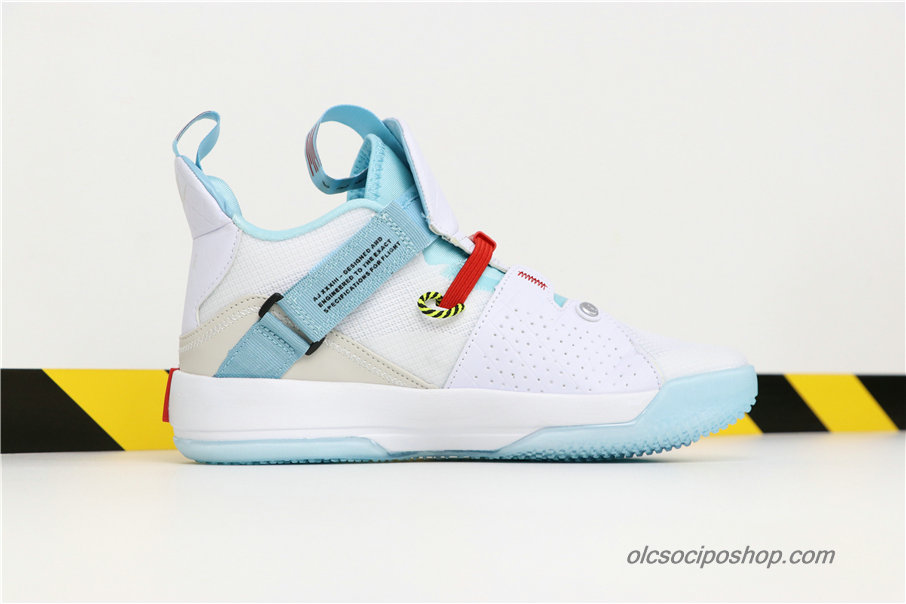 Férfi Air Jordan 33 TECH PACK AJ33 Fehér/Világoskék/Homok Cipők (AQ8830-101)