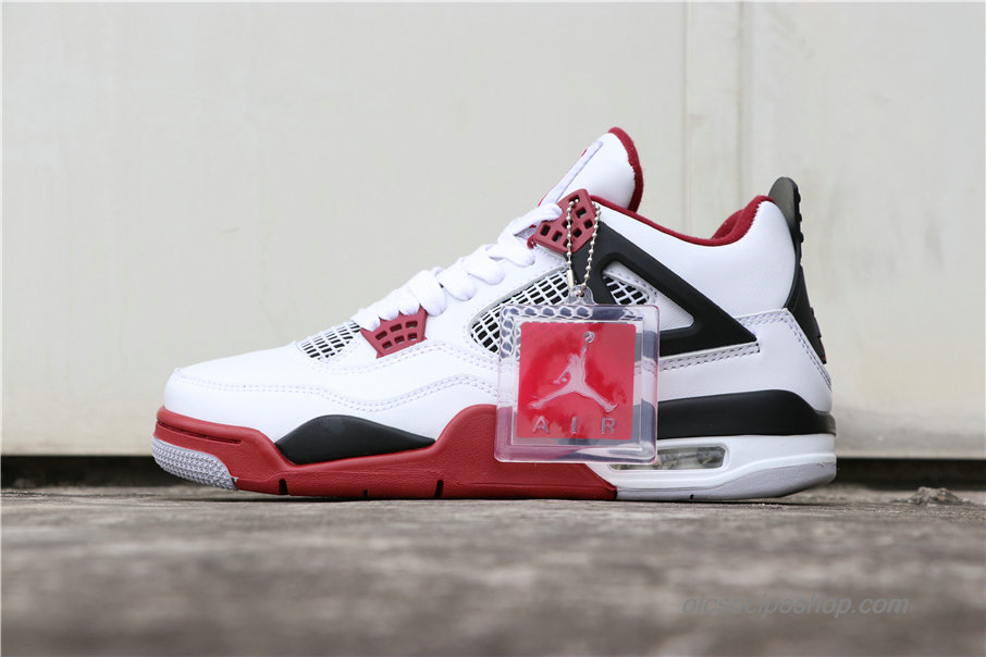 Férfi Air Jordan 4 Retro AJ4 Fehér/Fekete/Piros Cipők (308497-160)