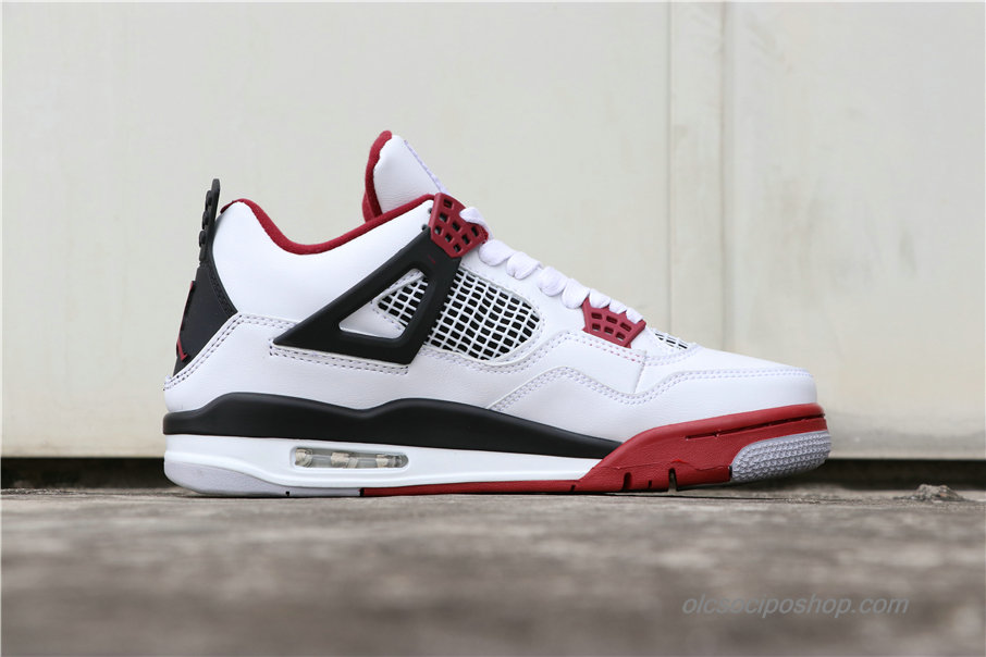 Férfi Air Jordan 4 Retro AJ4 Fehér/Fekete/Piros Cipők (308497-160)