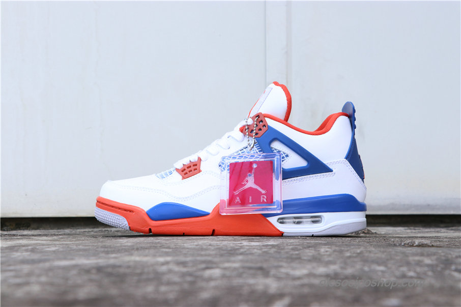 Férfi Air Jordan 4 Retro AJ4 Fehér/Kék/Piros Cipők (308497-171)