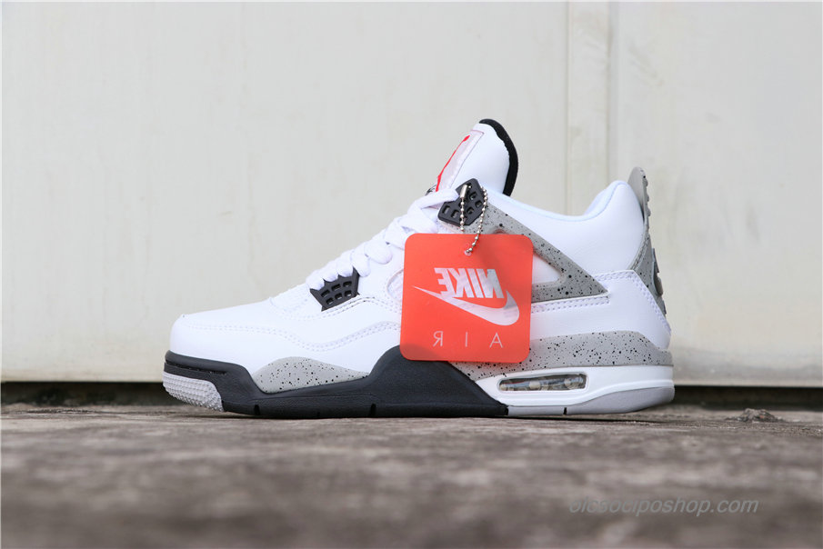 Férfi Air Jordan 4 Retro OG AJ4 Fehér/Szürke/Fekete Cipők (840606-192)