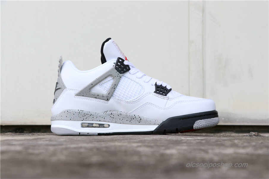 Férfi Air Jordan 4 Retro OG AJ4 Fehér/Szürke/Fekete Cipők (840606-192)