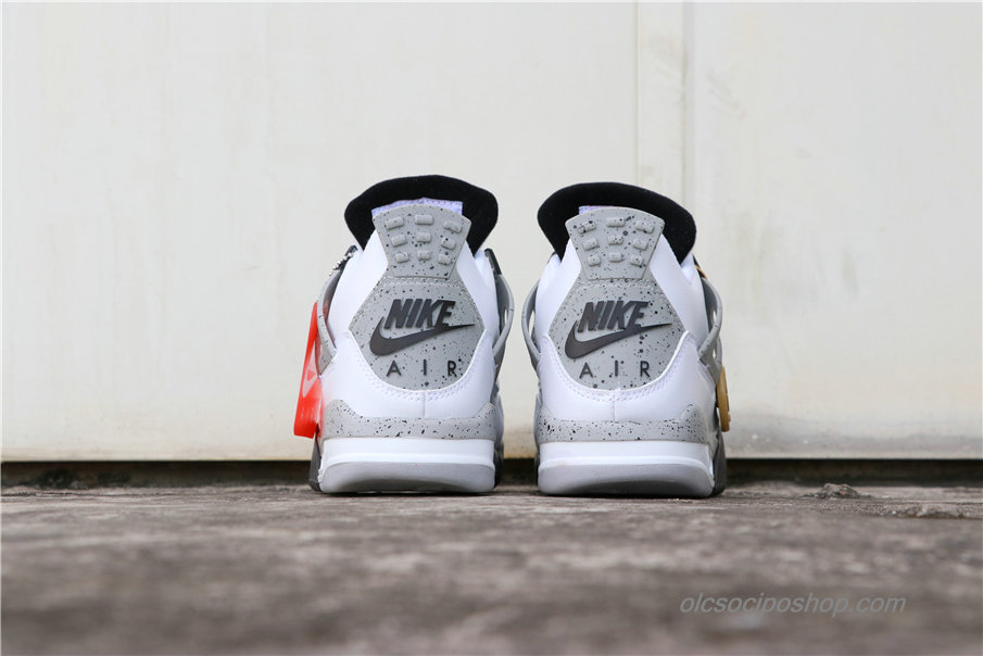 Férfi Air Jordan 4 Retro OG AJ4 Fehér/Szürke/Fekete Cipők (840606-192)