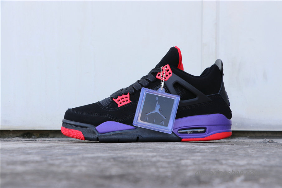 Férfi Air Jordan 4 Retro Raptors AJ4 Fekete/Piros/Lila Cipők (AQ3816-056)