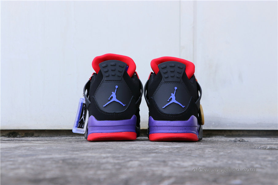 Férfi Air Jordan 4 Retro Raptors AJ4 Fekete/Piros/Lila Cipők (AQ3816-056)