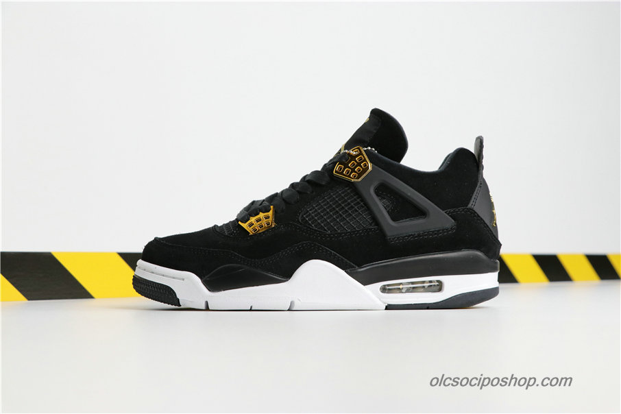 Férfi Air Jordan 4 Retro Royalty AJ4 Fekete/Fehér/Arany Cipők (308497-032)