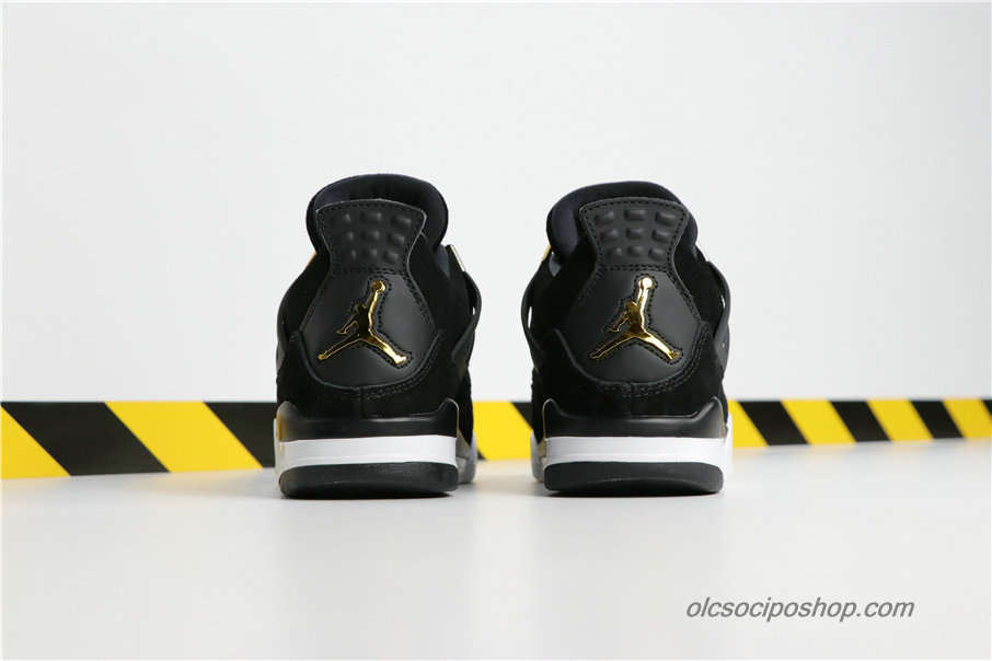 Férfi Air Jordan 4 Retro Royalty AJ4 Fekete/Fehér/Arany Cipők (308497-032)