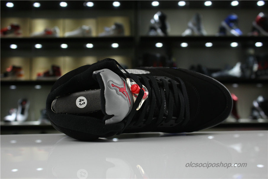 Férfi Air Jordan 5 Retro OG AJ5 Fekete/Ezüst Cipők (845035-003)