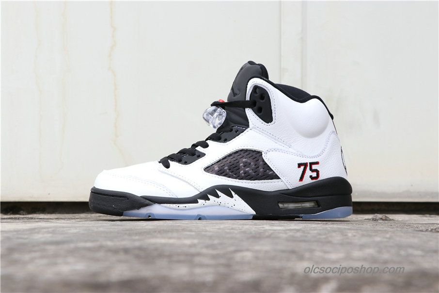 Férfi Air Jordan 5 Retro PSG PARIS AJ5 Fehér/Fekete Cipők (AV9175-101)