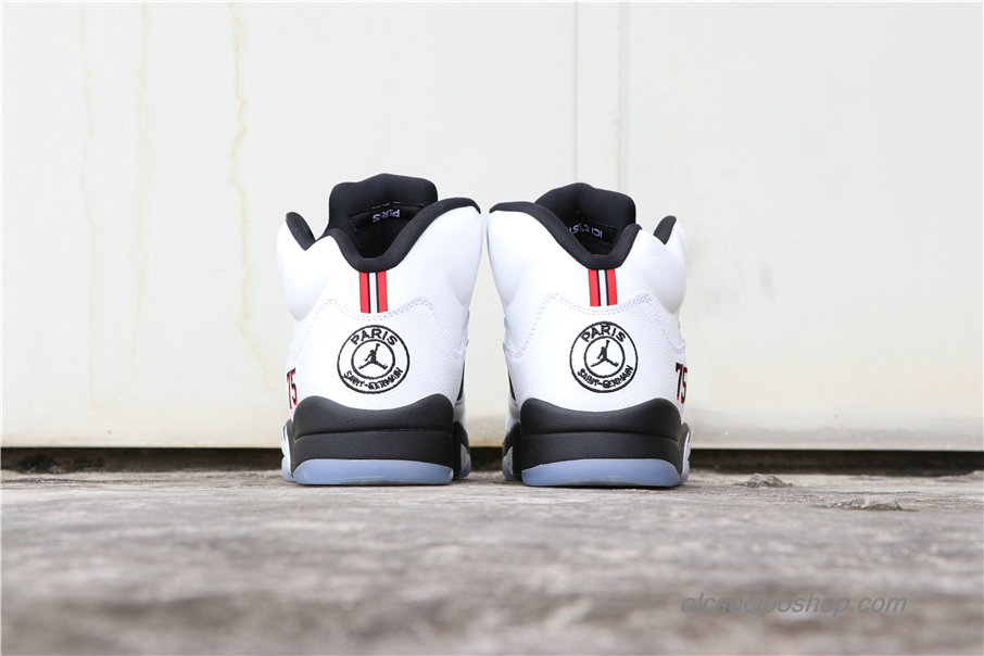 Férfi Air Jordan 5 Retro PSG PARIS AJ5 Fehér/Fekete Cipők (AV9175-101)