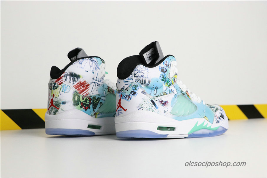 Férfi Air Jordan 5 Retro Wings AJ5 Fehér/Kék/Zöld Cipők (AV2405-900)