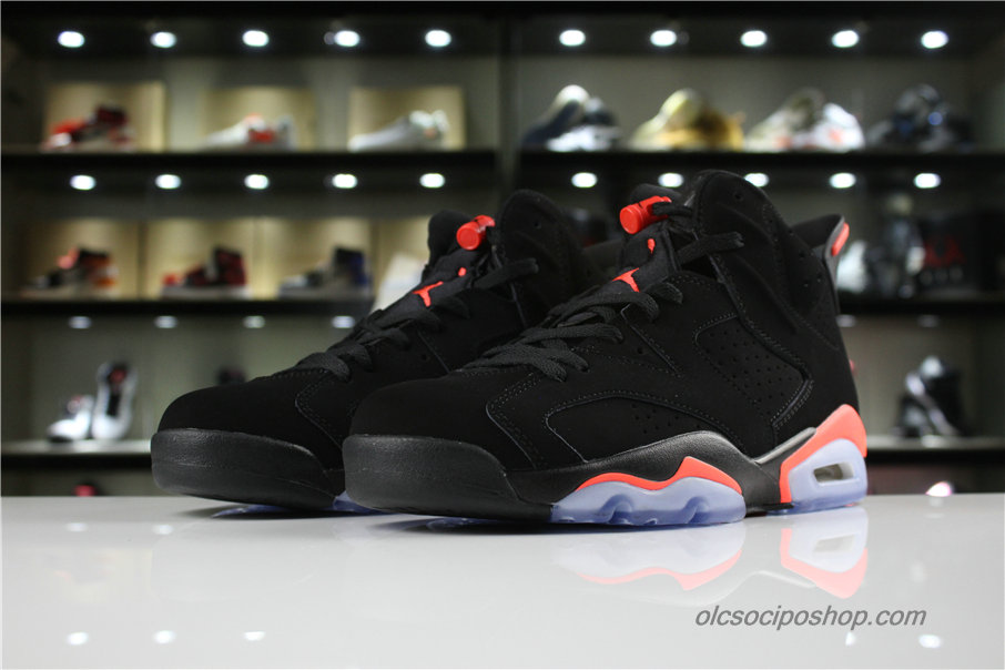 Férfi Air Jordan 6 Retro High AJ6 Fekete/Piros Cipők (384664-023)