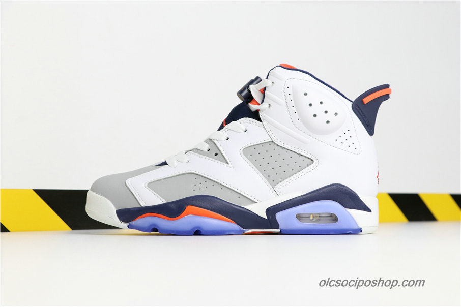 Férfi Air Jordan 6 Retro Tinker AJ6 Fehér/Szürke/Kék Cipők (384664-104)