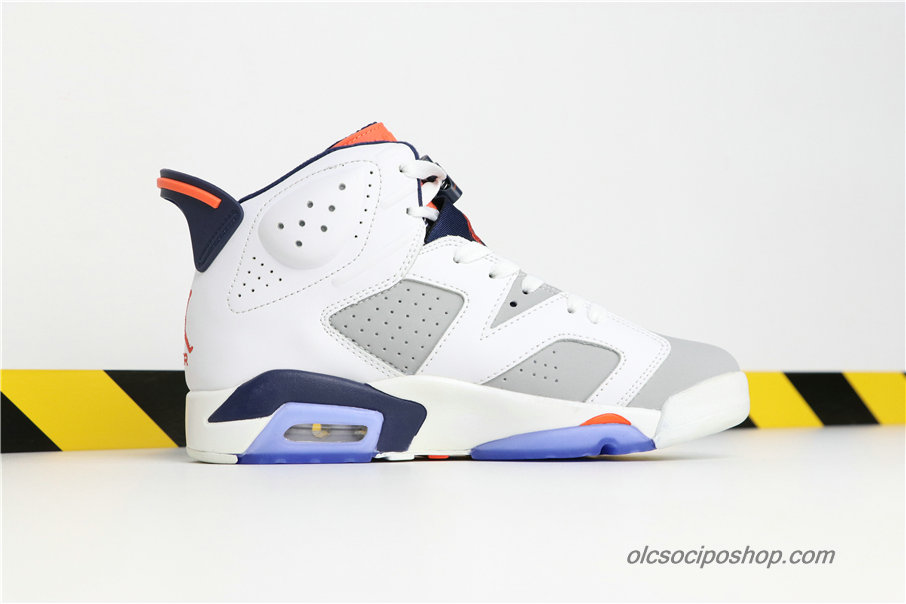 Férfi Air Jordan 6 Retro Tinker AJ6 Fehér/Szürke/Kék Cipők (384664-104)