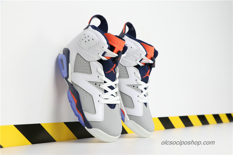 Férfi Air Jordan 6 Retro Tinker AJ6 Fehér/Szürke/Kék Cipők (384664-104)