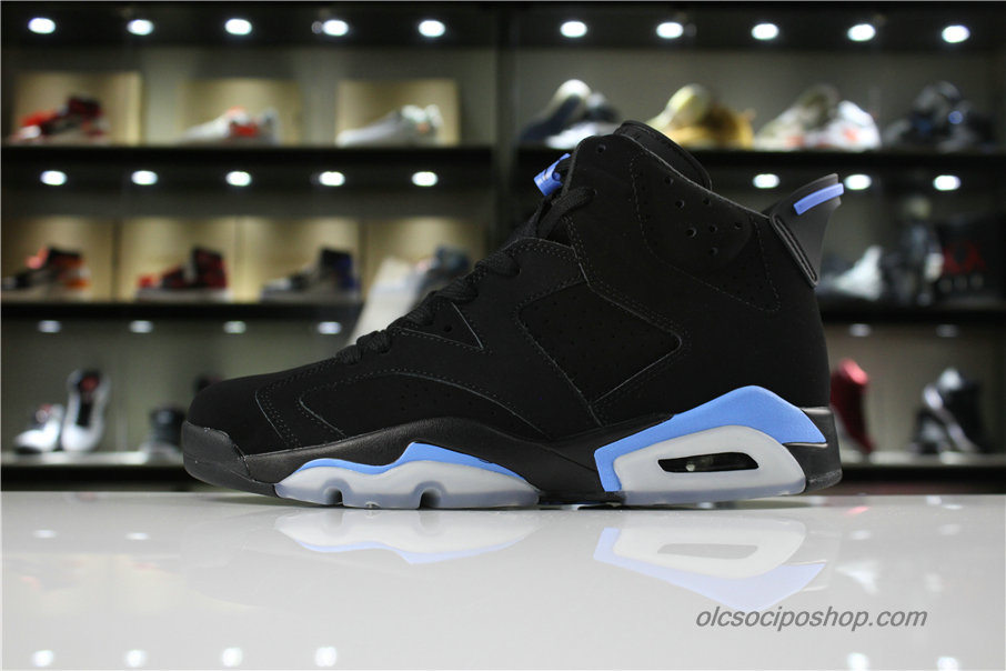 Férfi Air Jordan 6 Retro UNC AJ6 Fekete/Kék Cipők (384664-006)