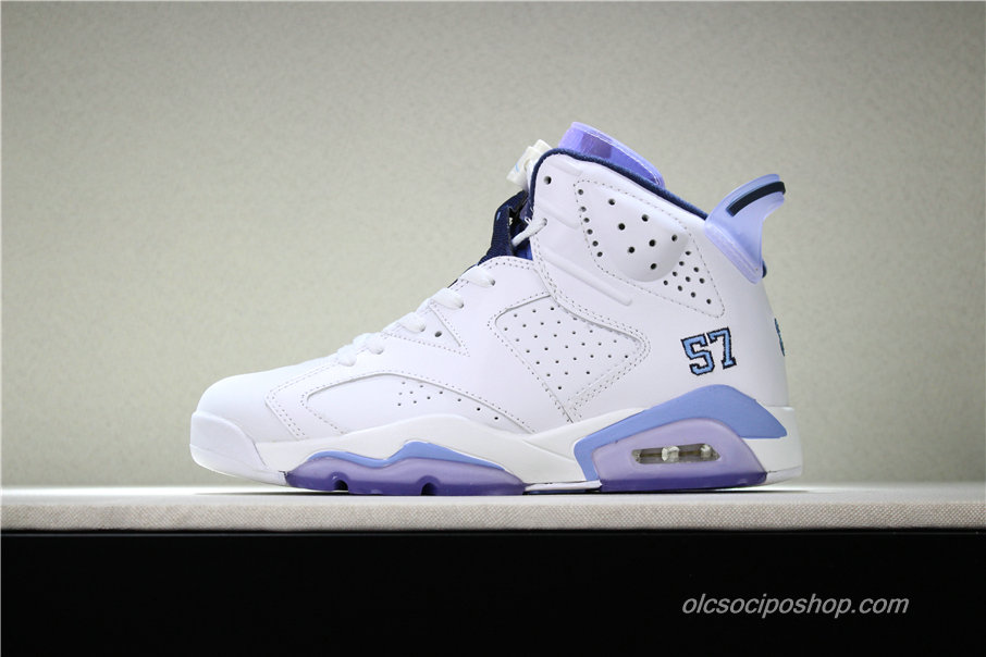 Férfi Air Jordan 6 Retro UNC PE AJ6 Fehér/Világoskék Cipők (384664-110)