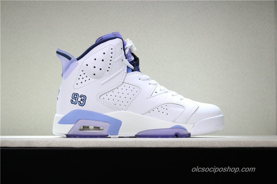 Férfi Air Jordan 6 Retro UNC PE AJ6 Fehér/Világoskék Cipők (384664-110)