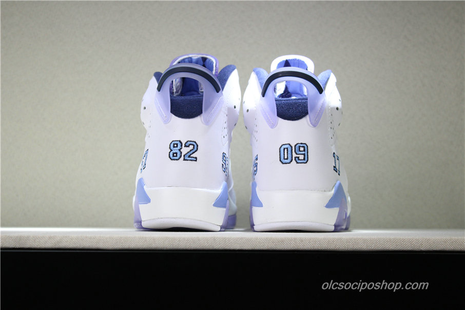 Férfi Air Jordan 6 Retro UNC PE AJ6 Fehér/Világoskék Cipők (384664-110)