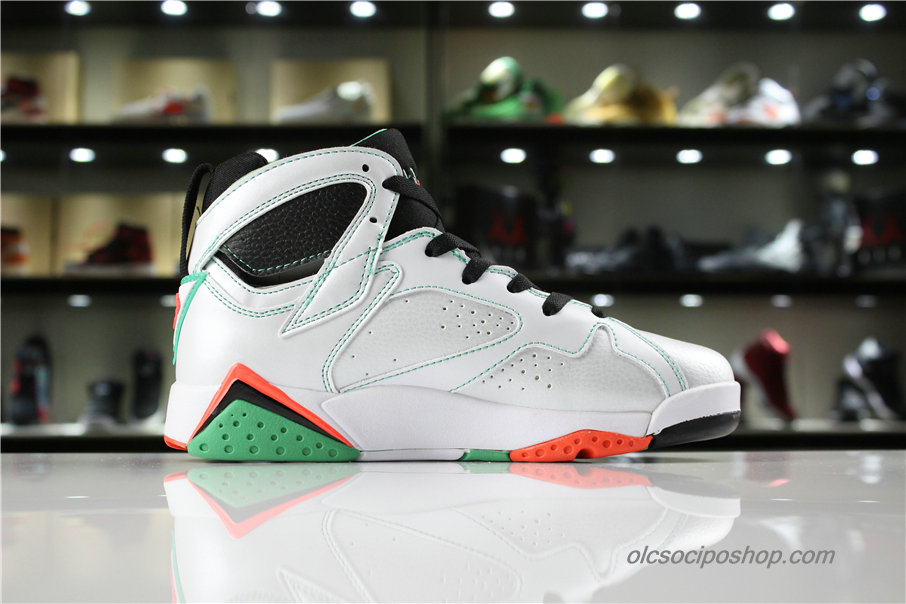 Férfi Air Jordan 7 Retro GS Fehér/Fekete/Zöld/Piros Cipők (705417-138)